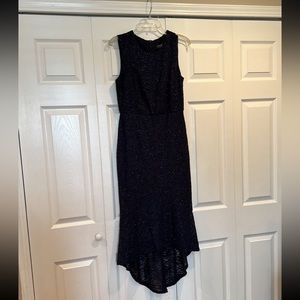 Alexa B Nites petite sleeveless blue sparkle maxi dress with tail